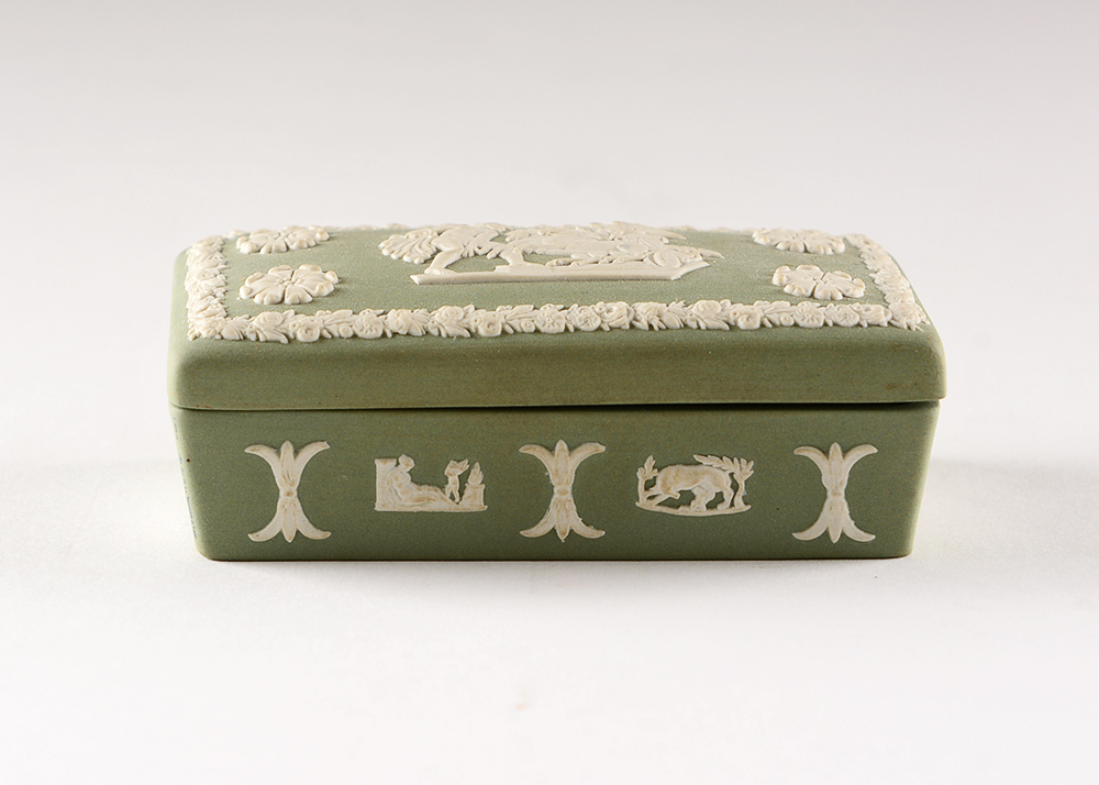 Vintage Sage Green Wedgwood Jasperware Ring Box