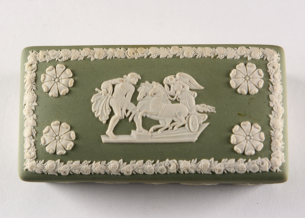 Vintage Sage Green Wedgwood Jasperware Ring Box