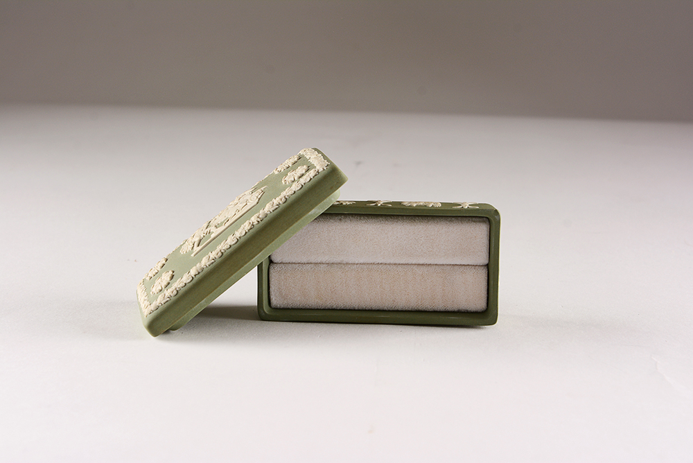 Vintage Sage Green Wedgwood Jasperware Ring Box