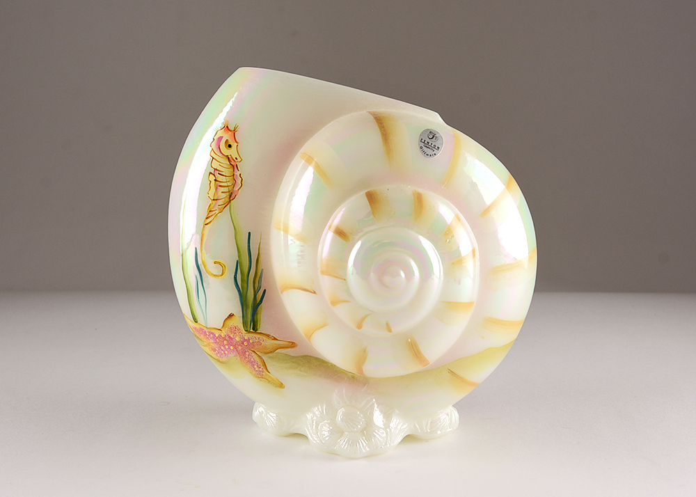 Limited Edition Fenton Art Glass Nautilus Vase