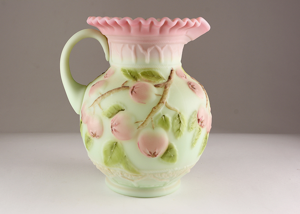 Hand-Painted Fenton Art Glass Pitcher and Vase