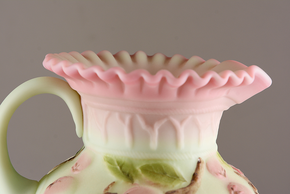 Hand-Painted Fenton Art Glass Pitcher and Vase