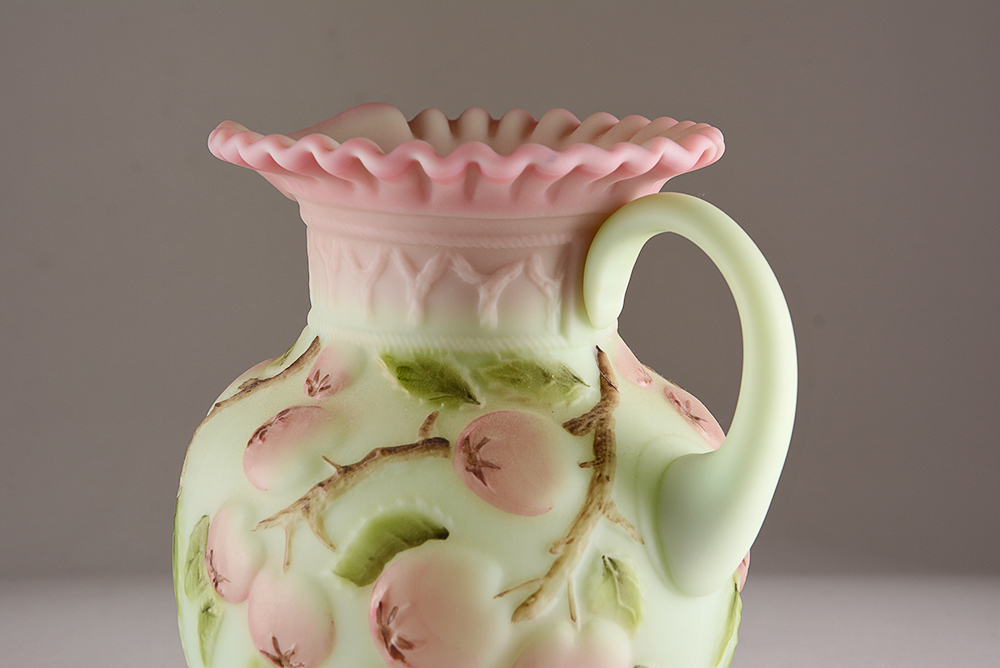 Hand-Painted Fenton Art Glass Pitcher and Vase
