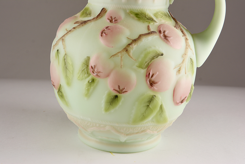 Hand-Painted Fenton Art Glass Pitcher and Vase