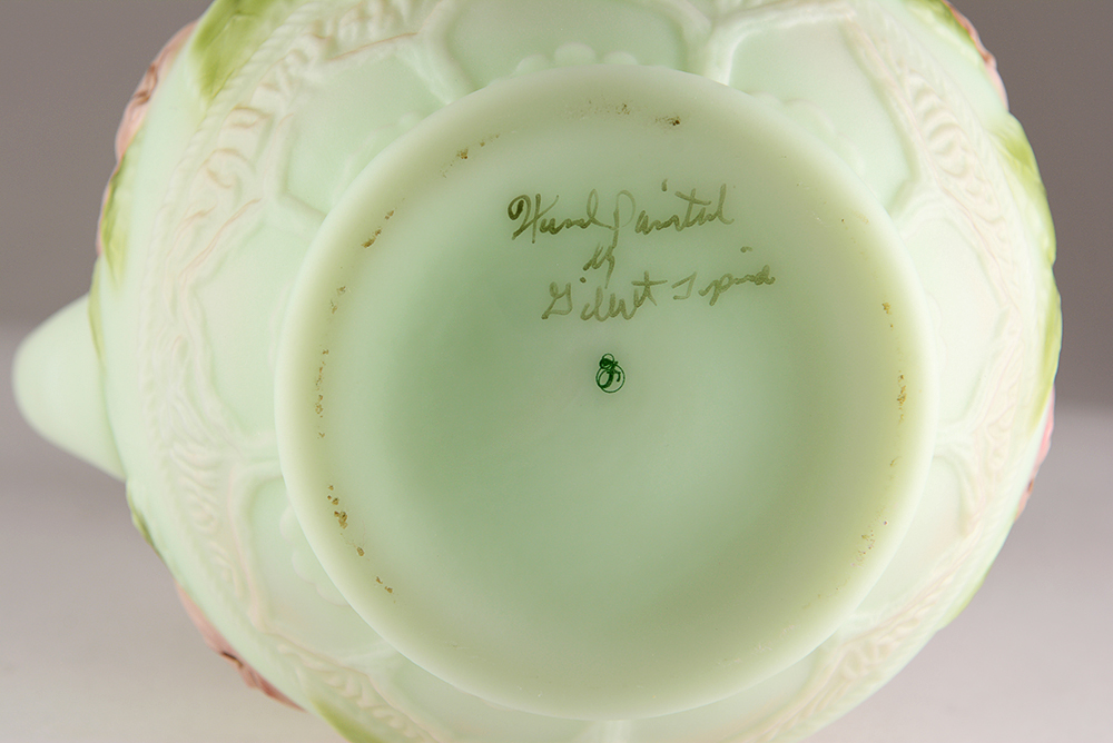 Hand-Painted Fenton Art Glass Pitcher and Vase