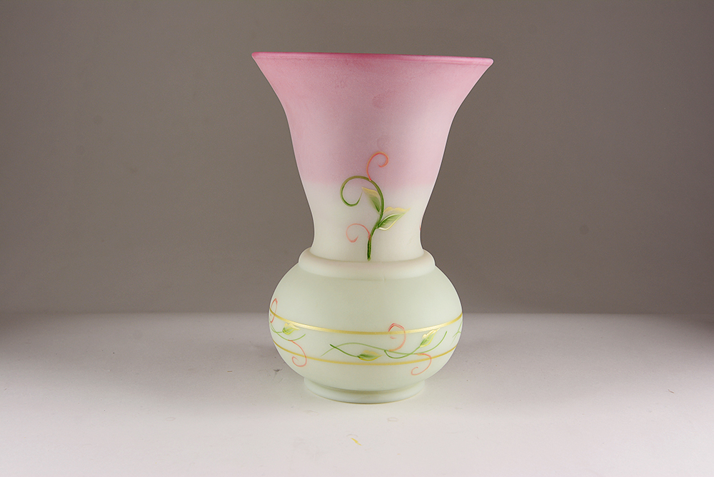 Hand-Painted Fenton Art Glass Pitcher and Vase