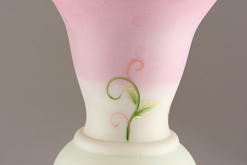 Hand-Painted Fenton Art Glass Pitcher and Vase