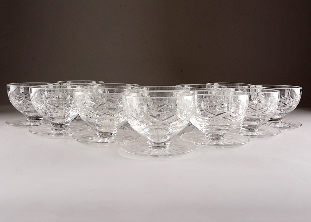 Twelve Waterford Crystal Footed Dessert Bowls