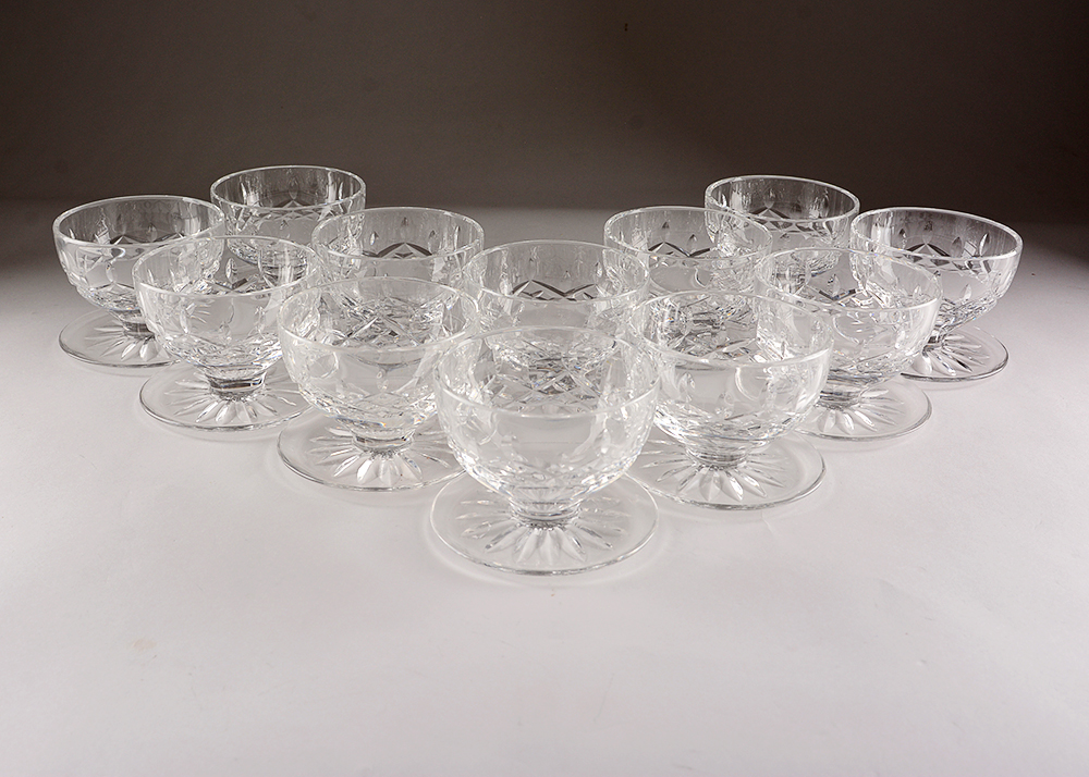 Twelve Waterford Crystal Footed Dessert Bowls