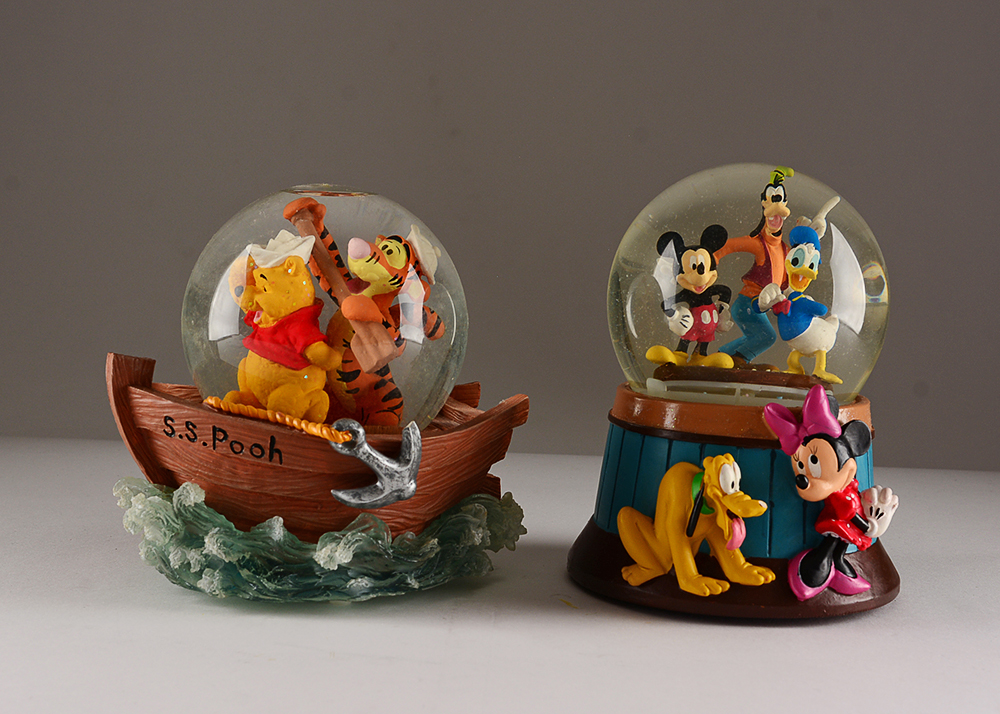 Mickey Mouse and Winnie-the-Pooh Musical Snow Globes