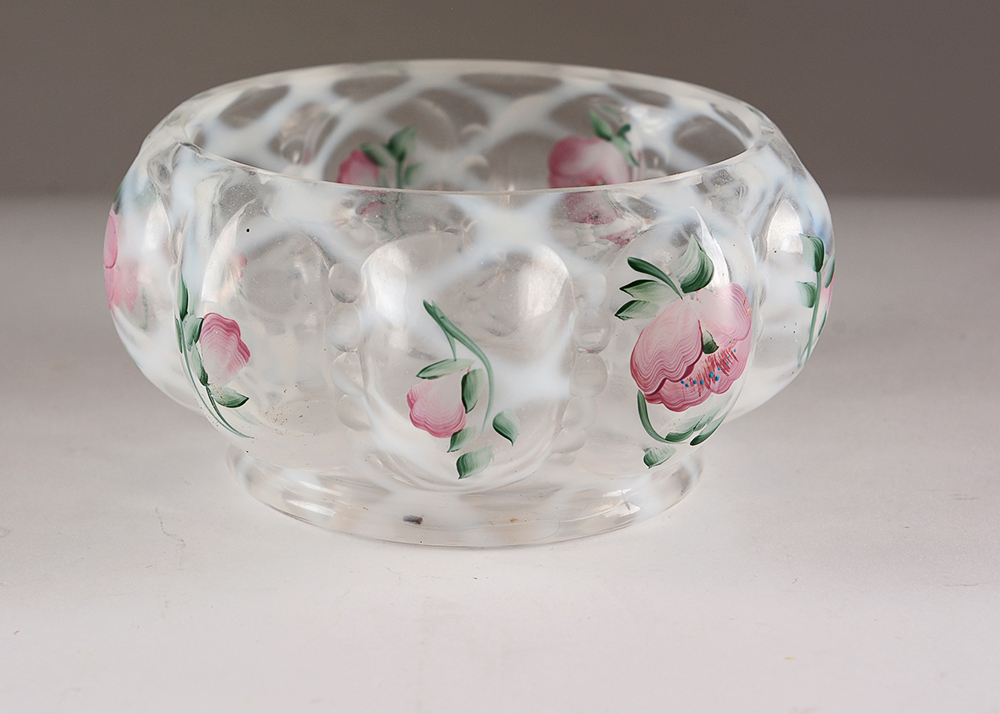 Hand-Painted Fenton Art Glass Baskets and Dish