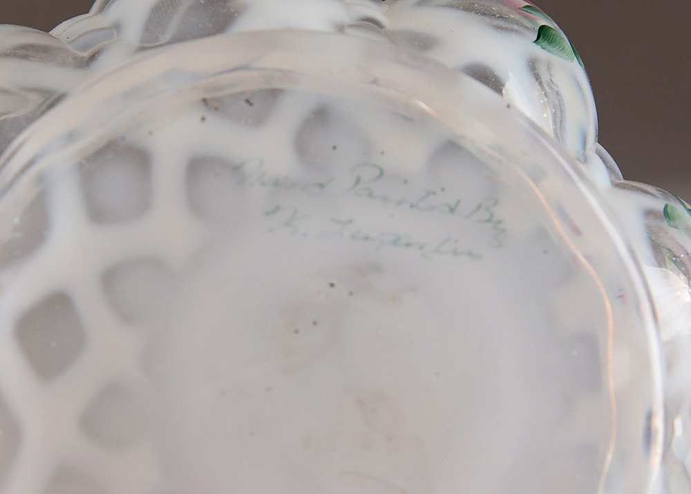 Hand-Painted Fenton Art Glass Baskets and Dish