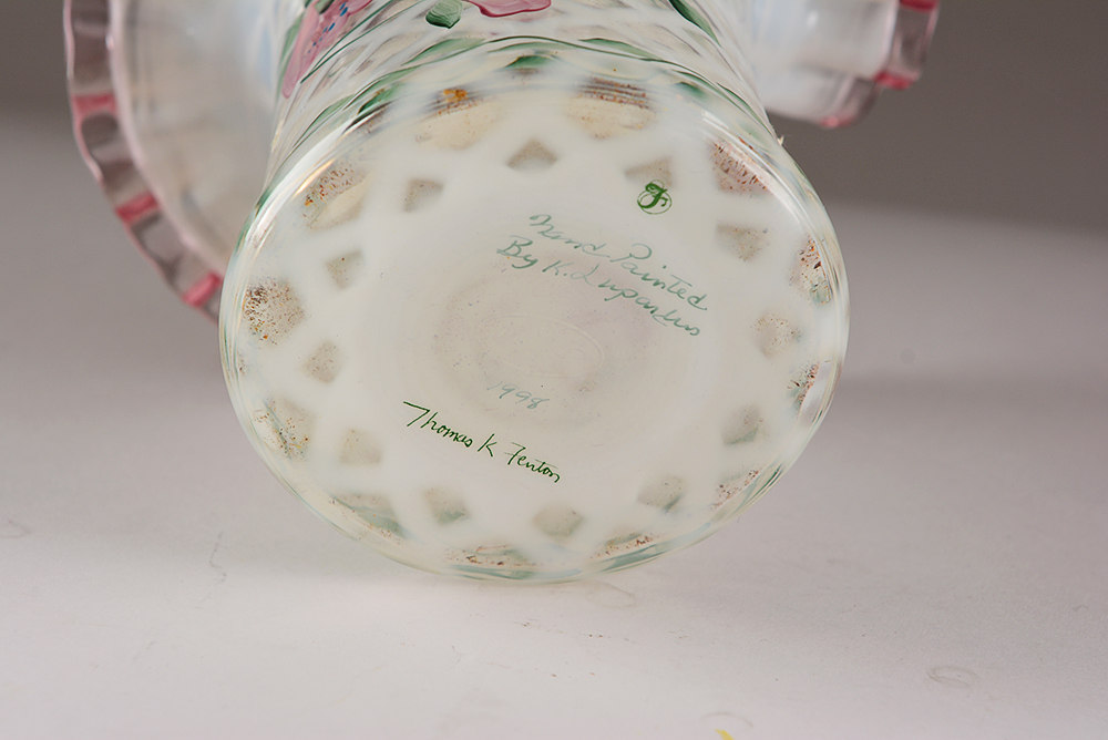 Hand-Painted Fenton Art Glass Baskets and Dish