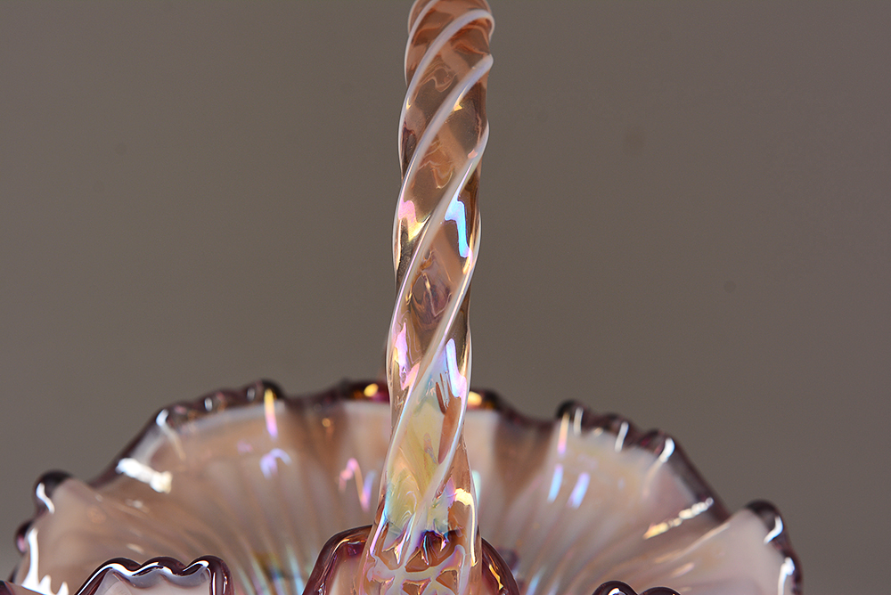 Hand-Painted Fenton Art Glass Baskets and Dish