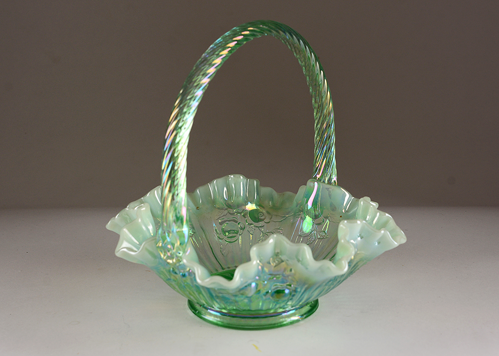 Green Fenton Art Glass Baskets