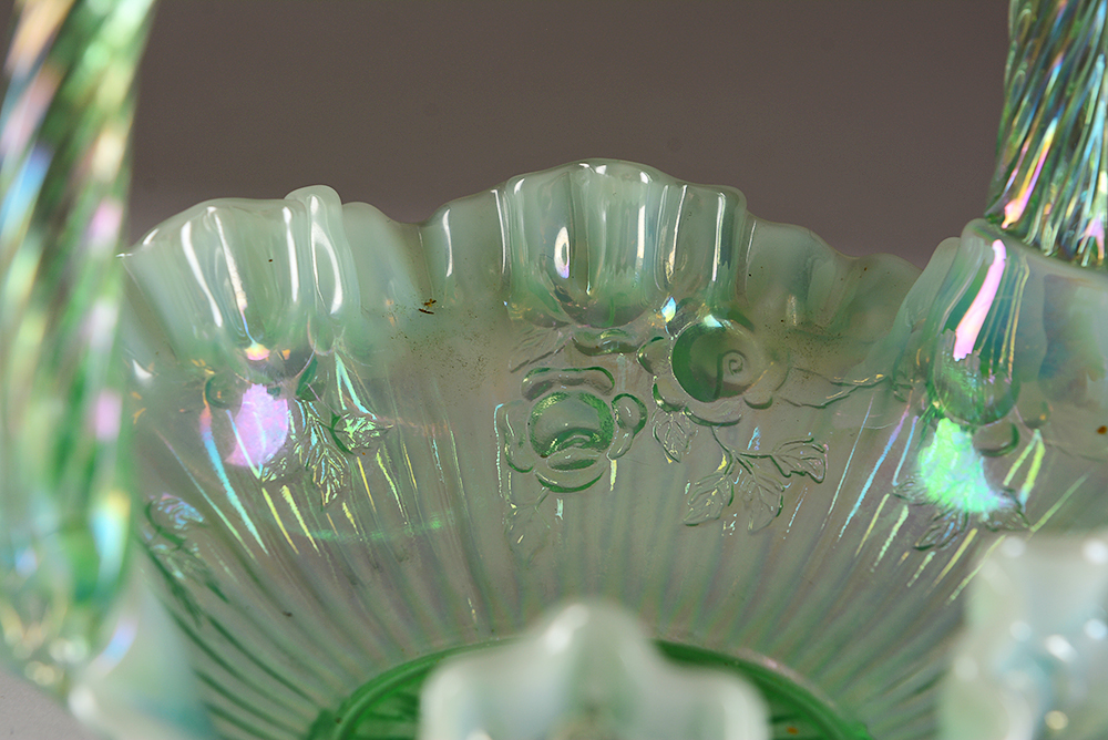 Green Fenton Art Glass Baskets