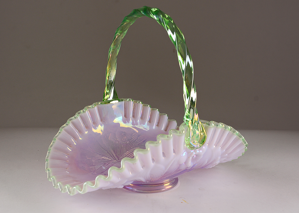 Green Fenton Art Glass Baskets