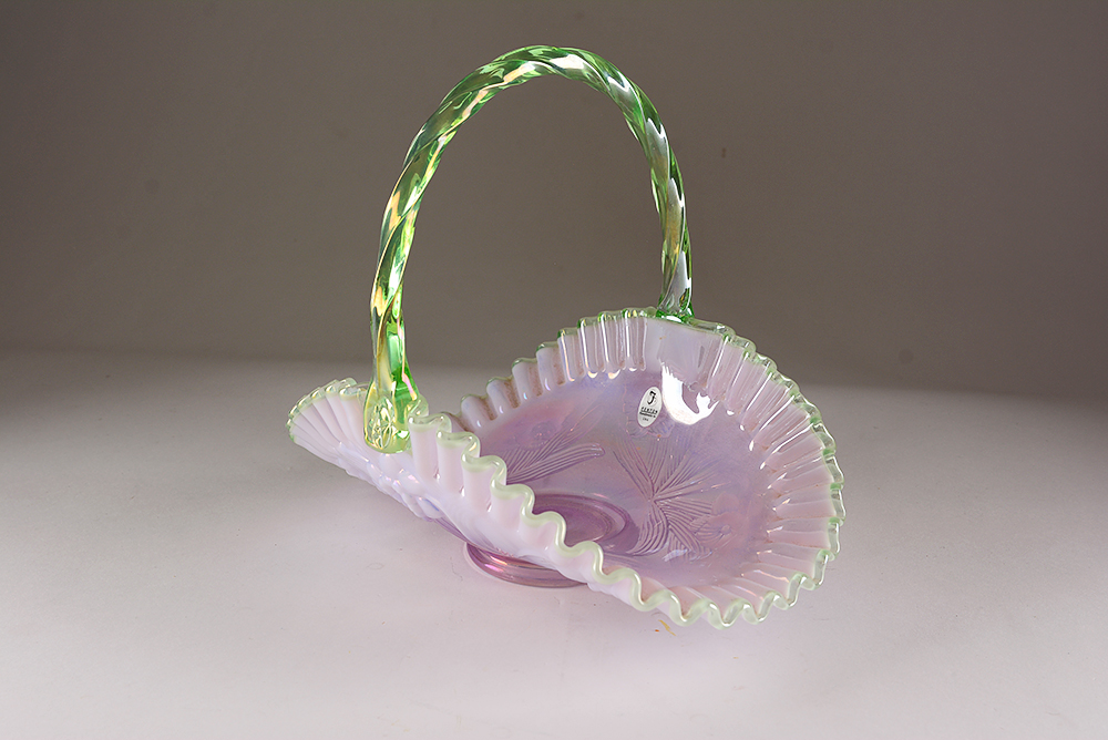 Green Fenton Art Glass Baskets