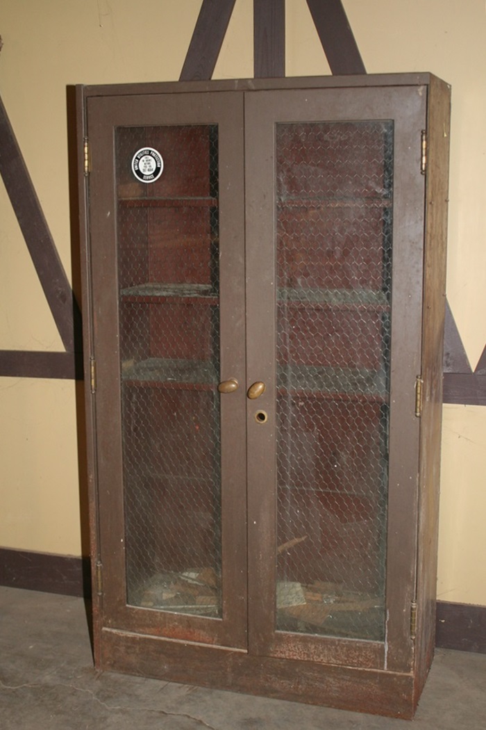 Heavy Duty Metal Cabinet With Wire Mesh Glass Doors