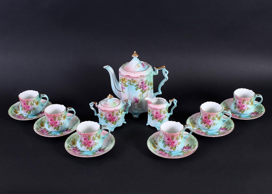 RS Prussia Porcelain 15 Piece Tea Set