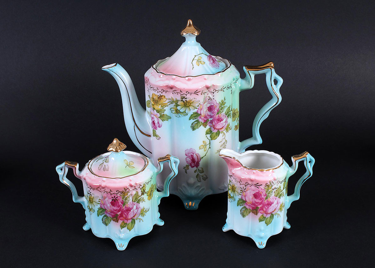 RS Prussia Porcelain 15 Piece Tea Set