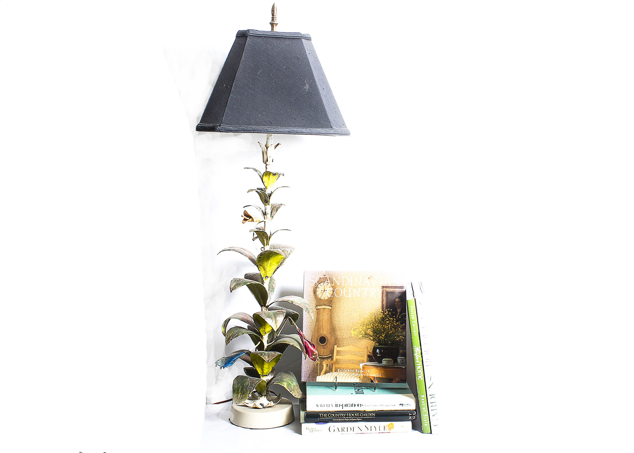 Metal Table Lamp with Gardening and Decor Books
