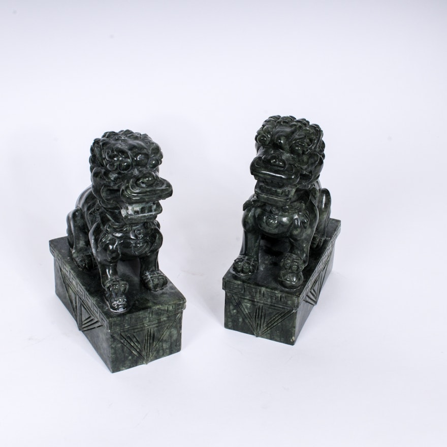 Marble Foo Dog Bookends