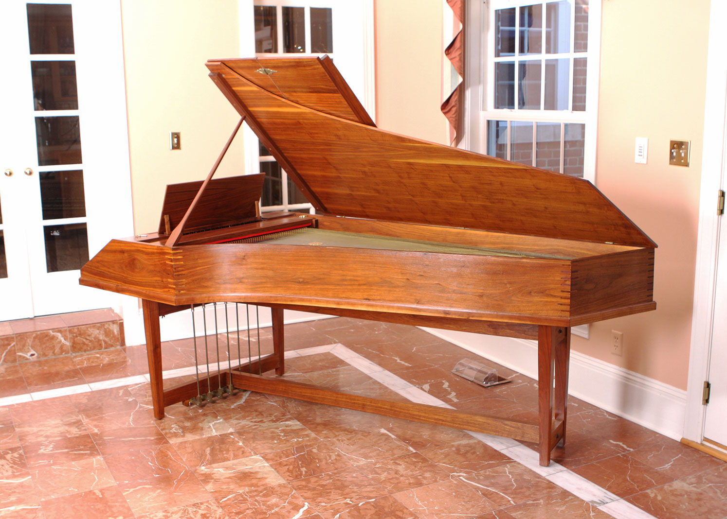 Double Manual Walnut Harpsichord by Challis Studio