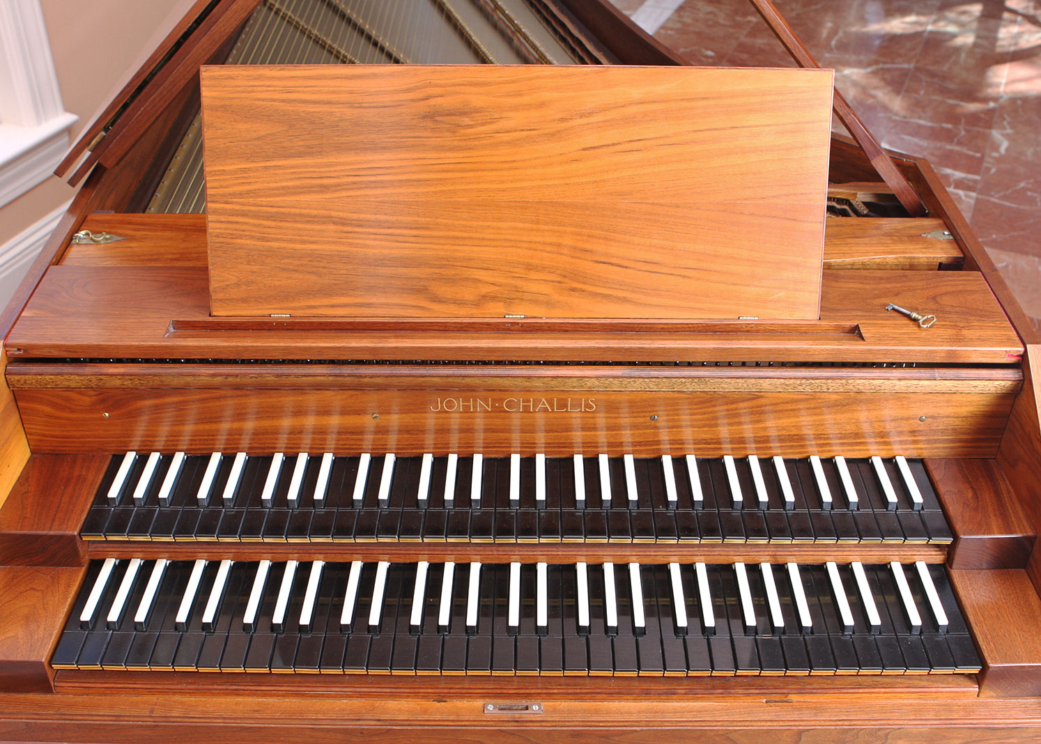 Double Manual Walnut Harpsichord by Challis Studio