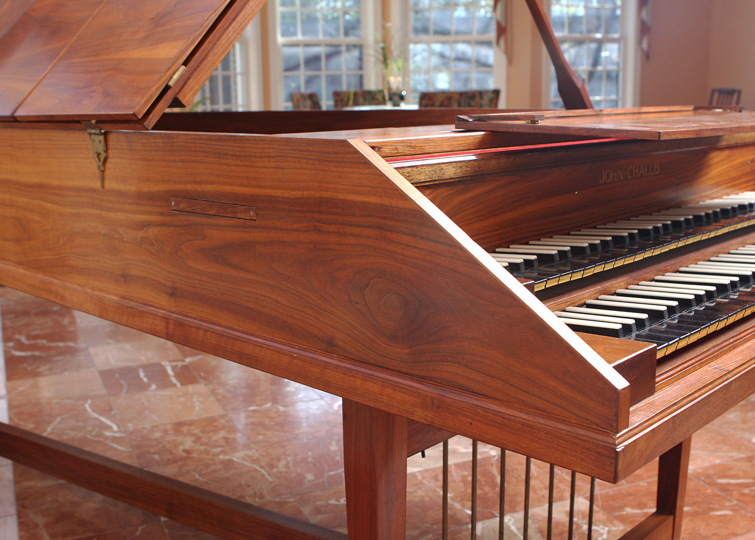 Double Manual Walnut Harpsichord by Challis Studio