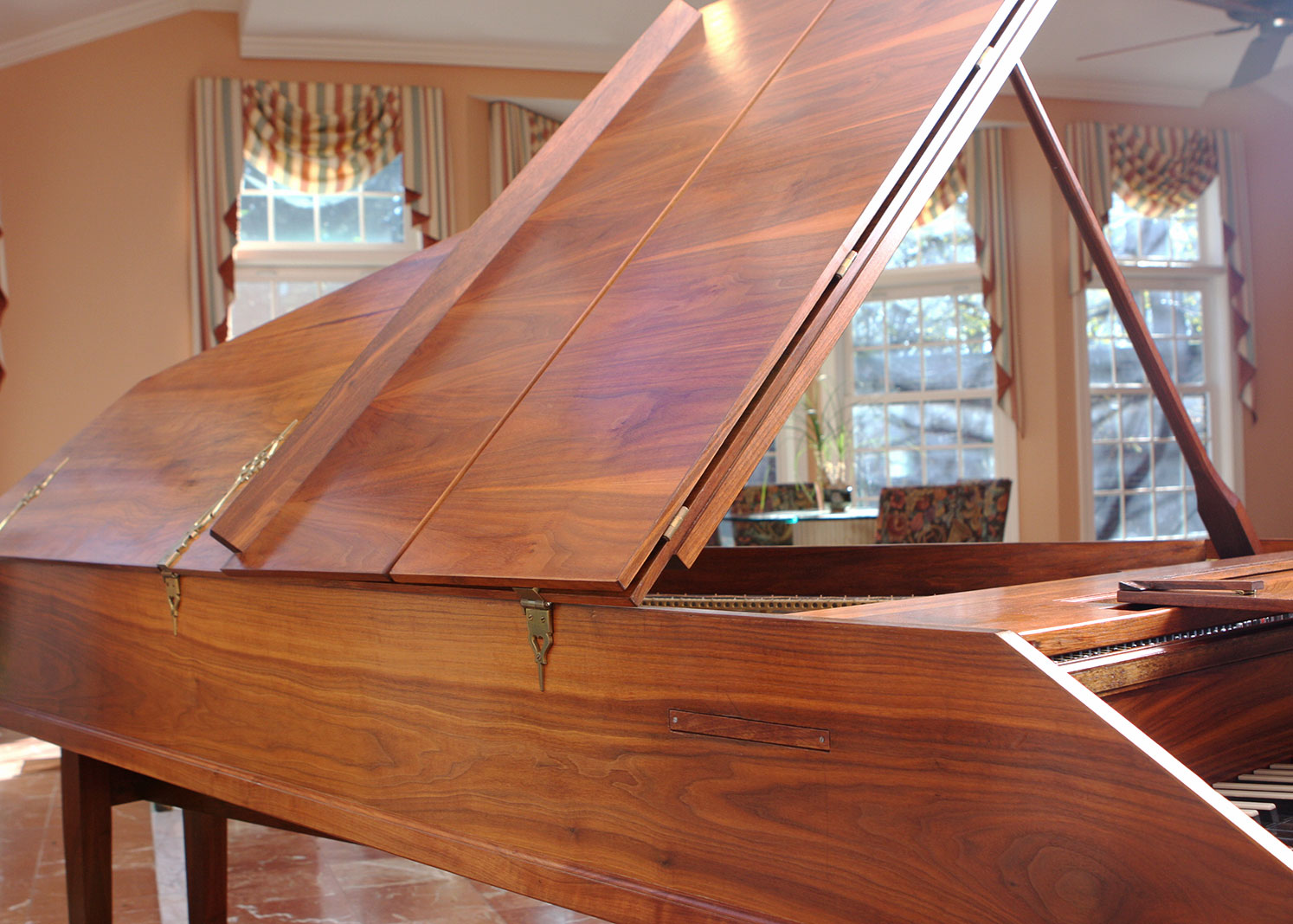 Double Manual Walnut Harpsichord by Challis Studio