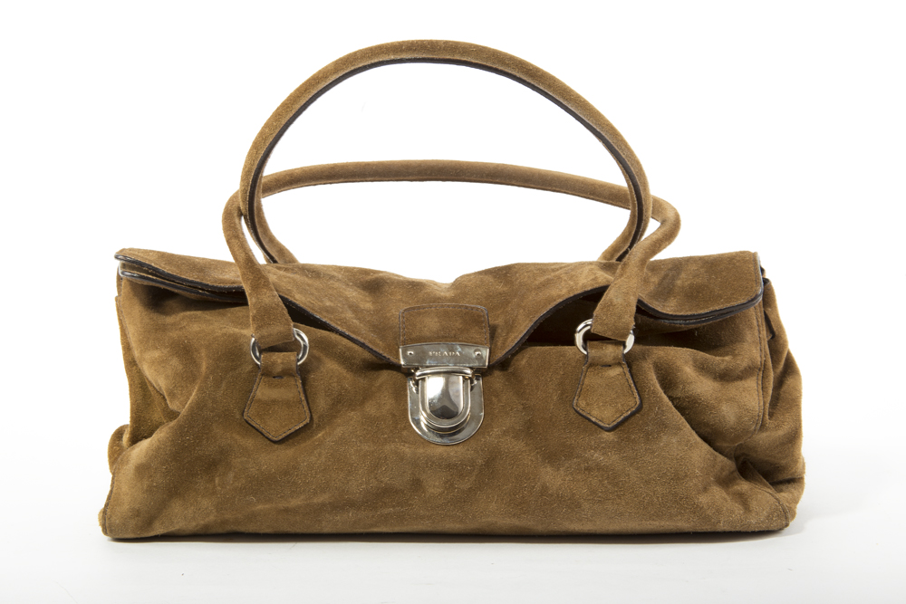 Prada Suede Flap Top Handbag