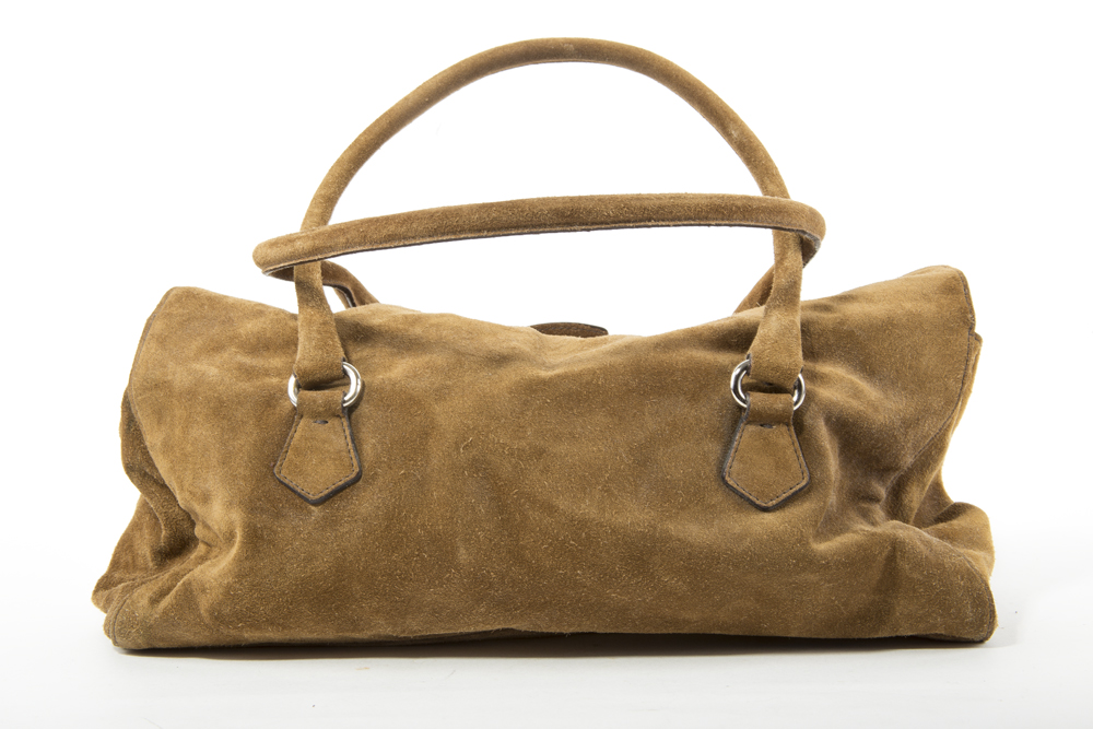 Prada Suede Flap Top Handbag