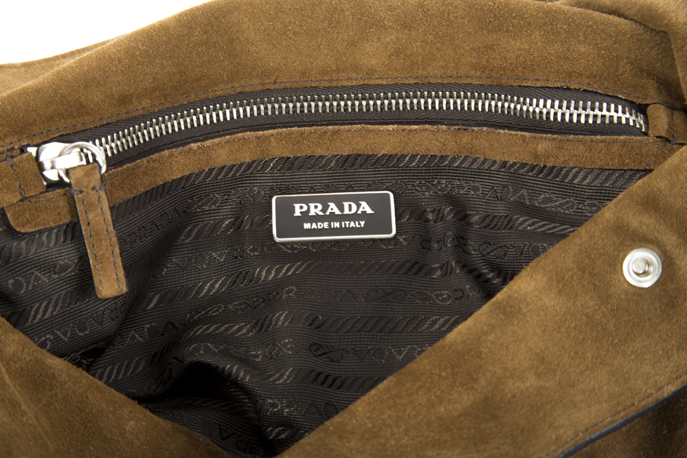 Prada Suede Flap Top Handbag