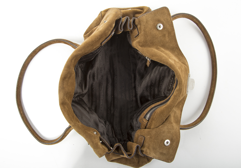 Prada Suede Flap Top Handbag