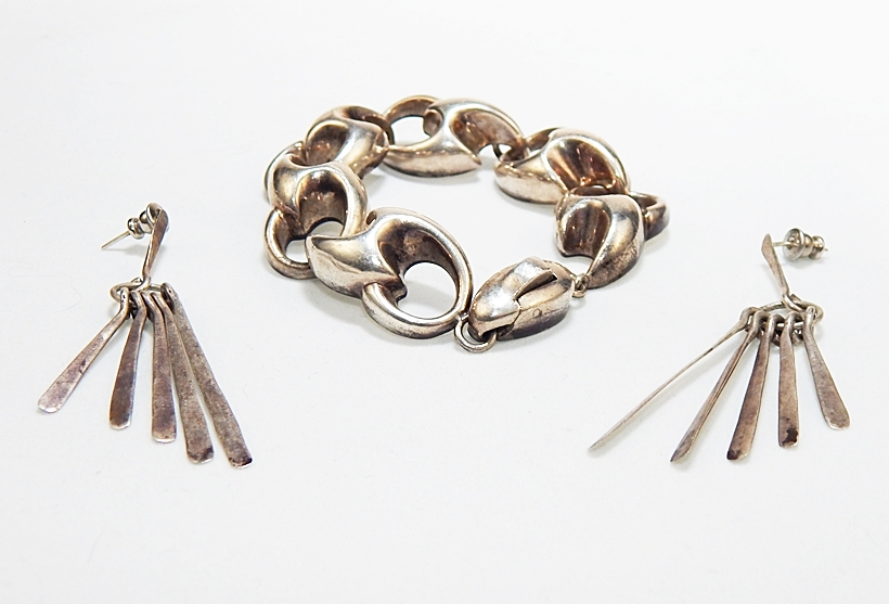 Sterling Signed Designer Mikal Jon Bayanihan Modernist Bracelet