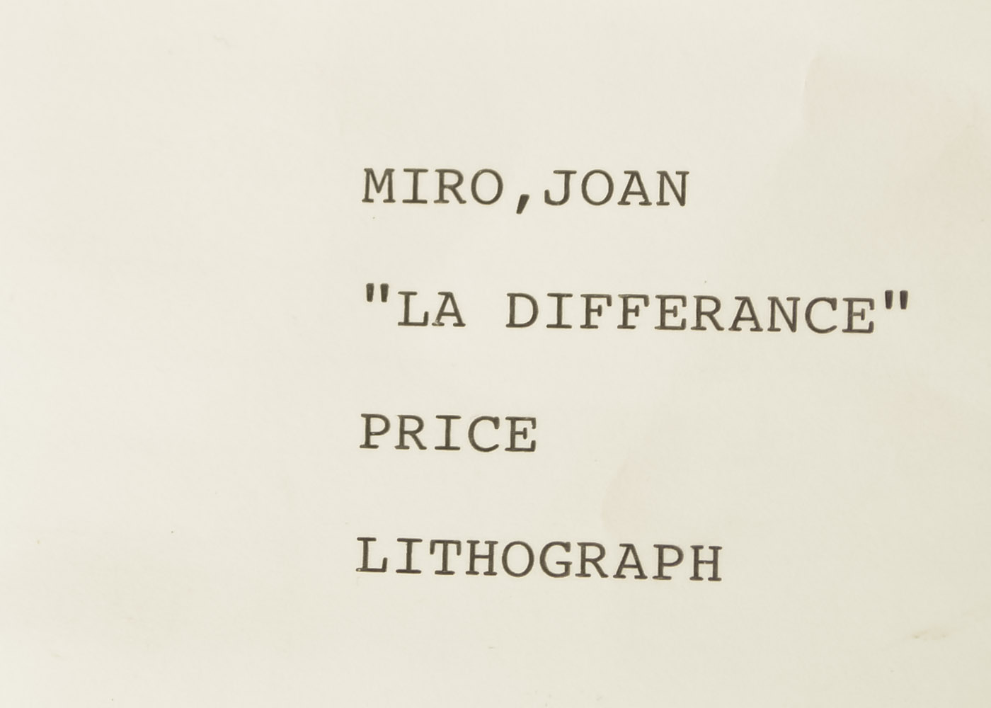 Joan Miro "La Differance" Lithograph