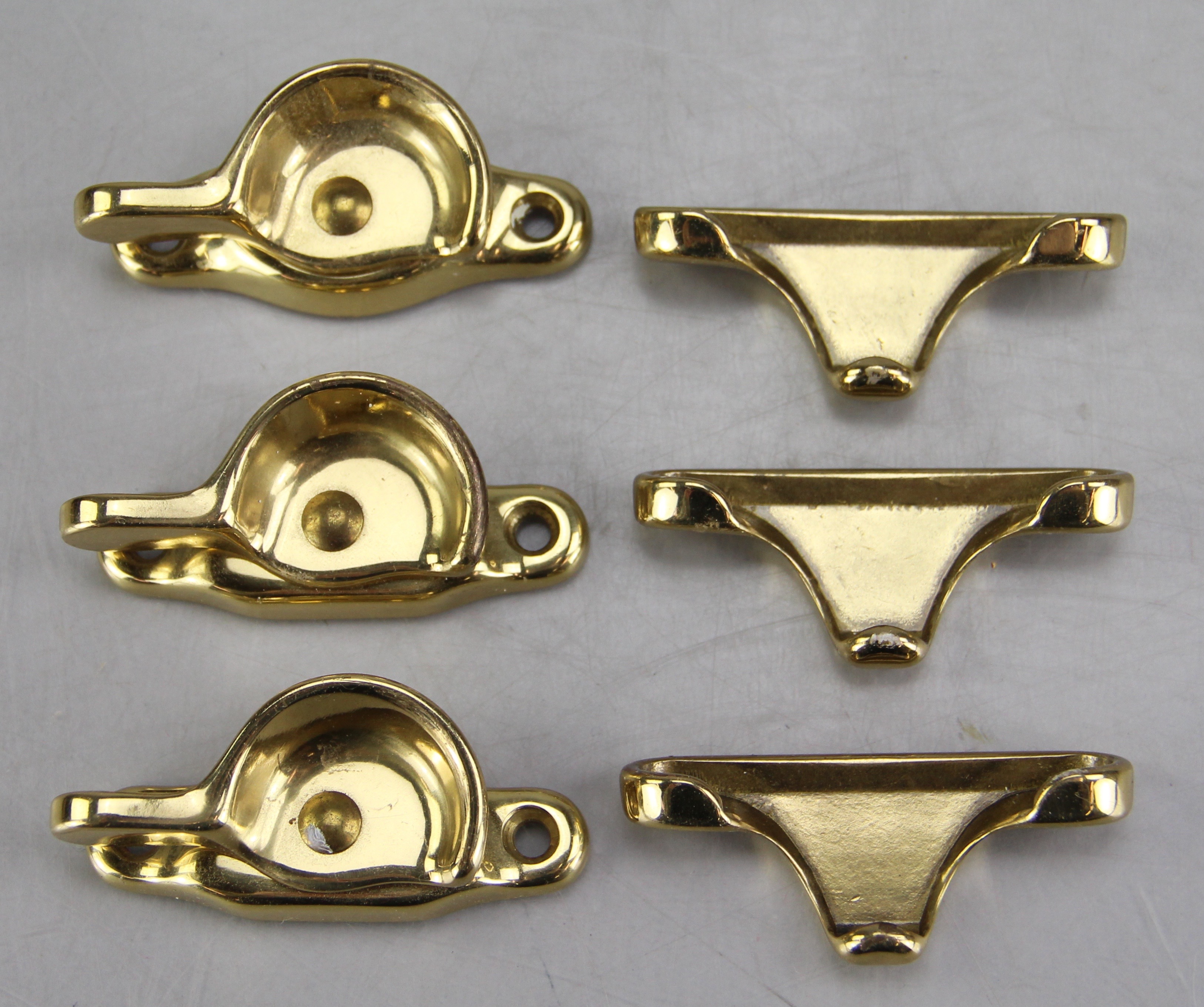 Trio of Polished Brass Lock and Handle Sets