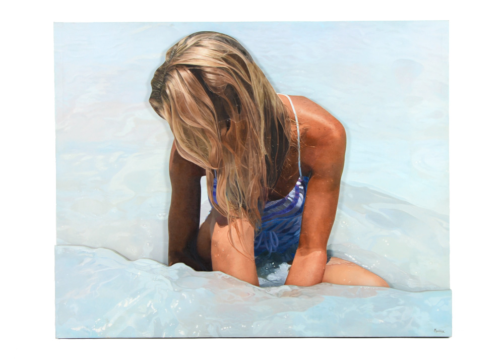 Jeanie Maddox Original Tiered Oil on Canvas of Swimmer