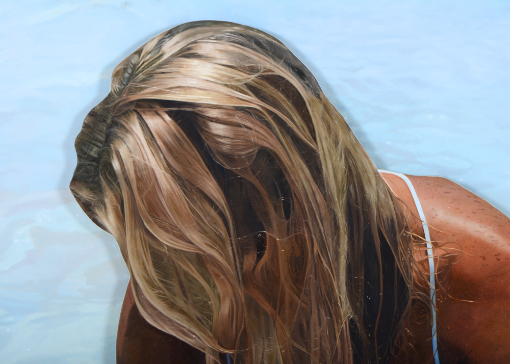 Jeanie Maddox Original Tiered Oil on Canvas of Swimmer