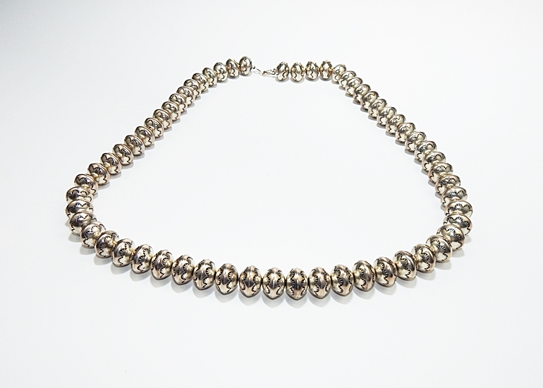 Sterling Old Pawn Larry Pinto Navajo Bead Necklace