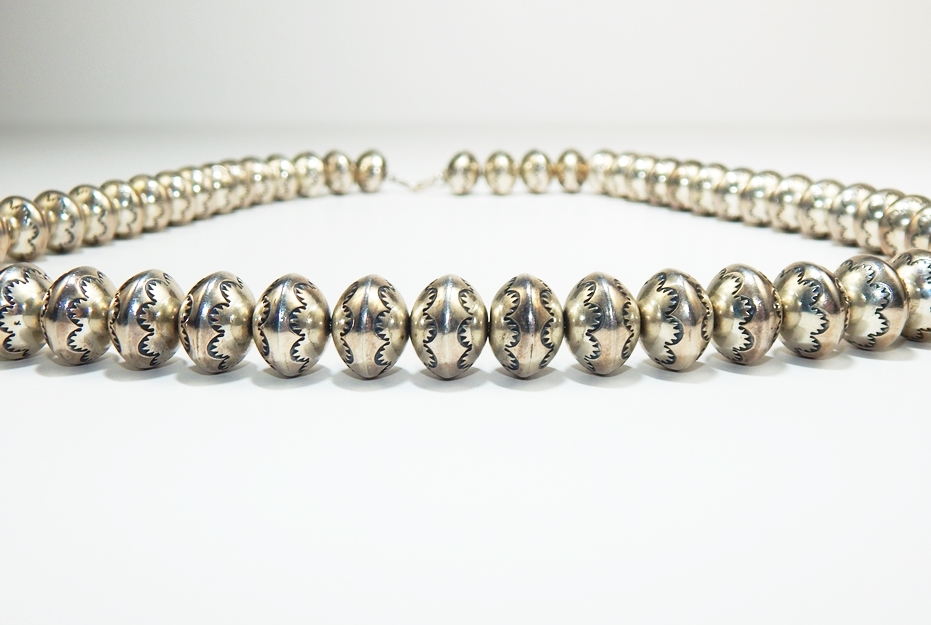 Sterling Old Pawn Larry Pinto Navajo Bead Necklace