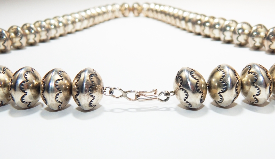 Sterling Old Pawn Larry Pinto Navajo Bead Necklace