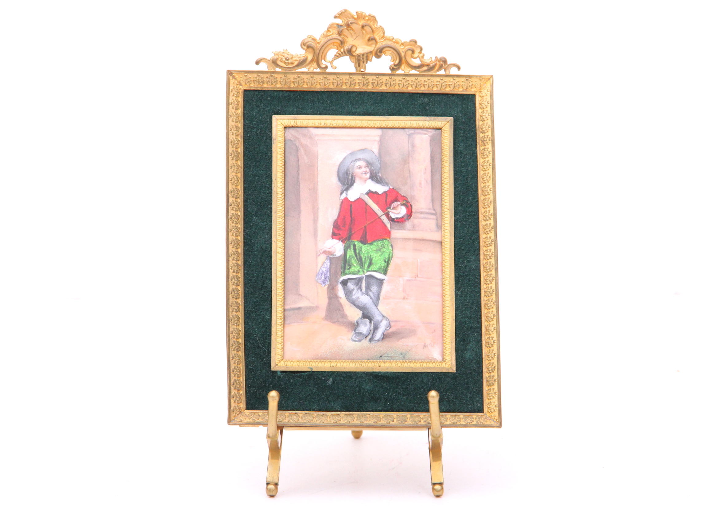 Antique French Porcelain on Copper Portrait