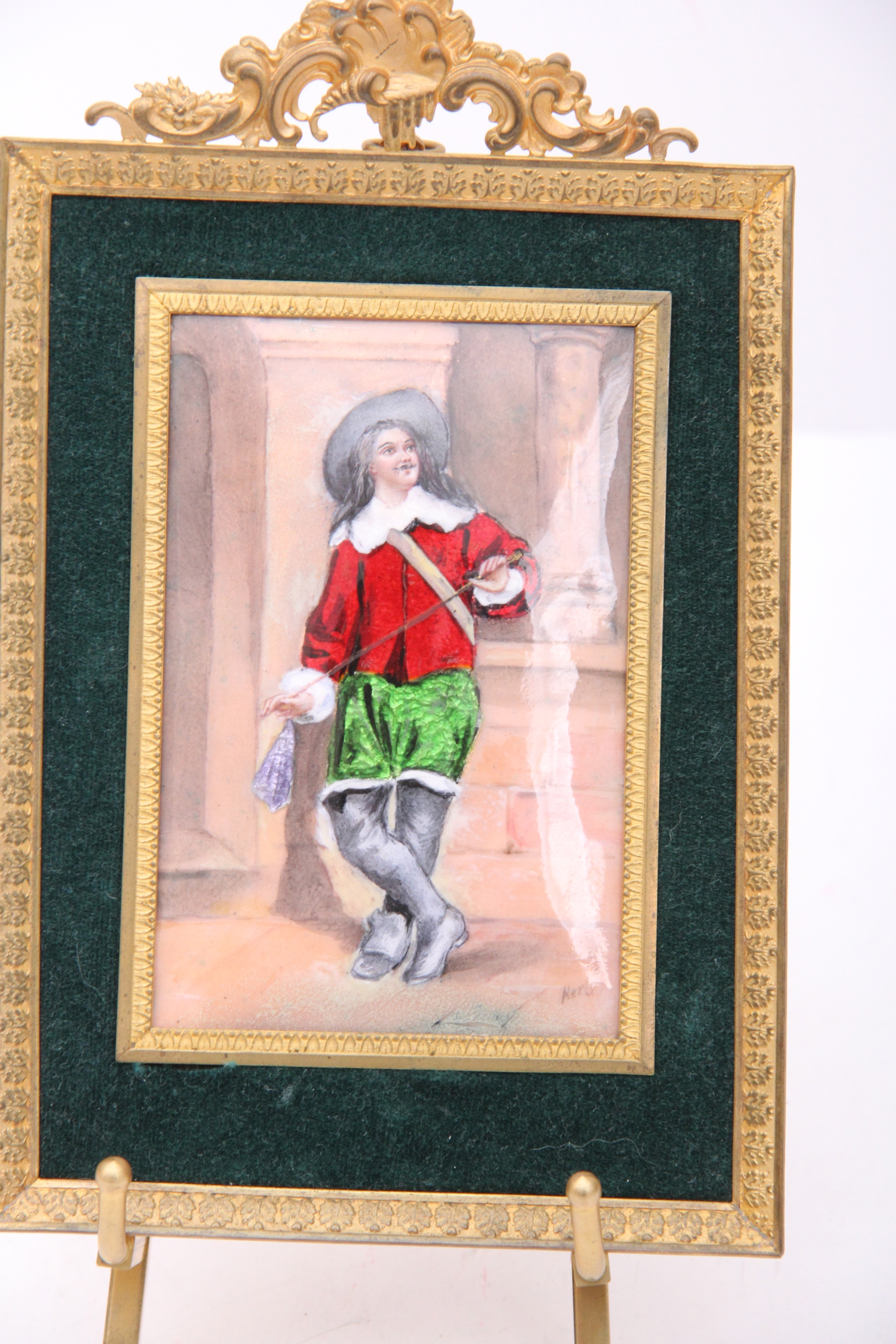 Antique French Porcelain on Copper Portrait