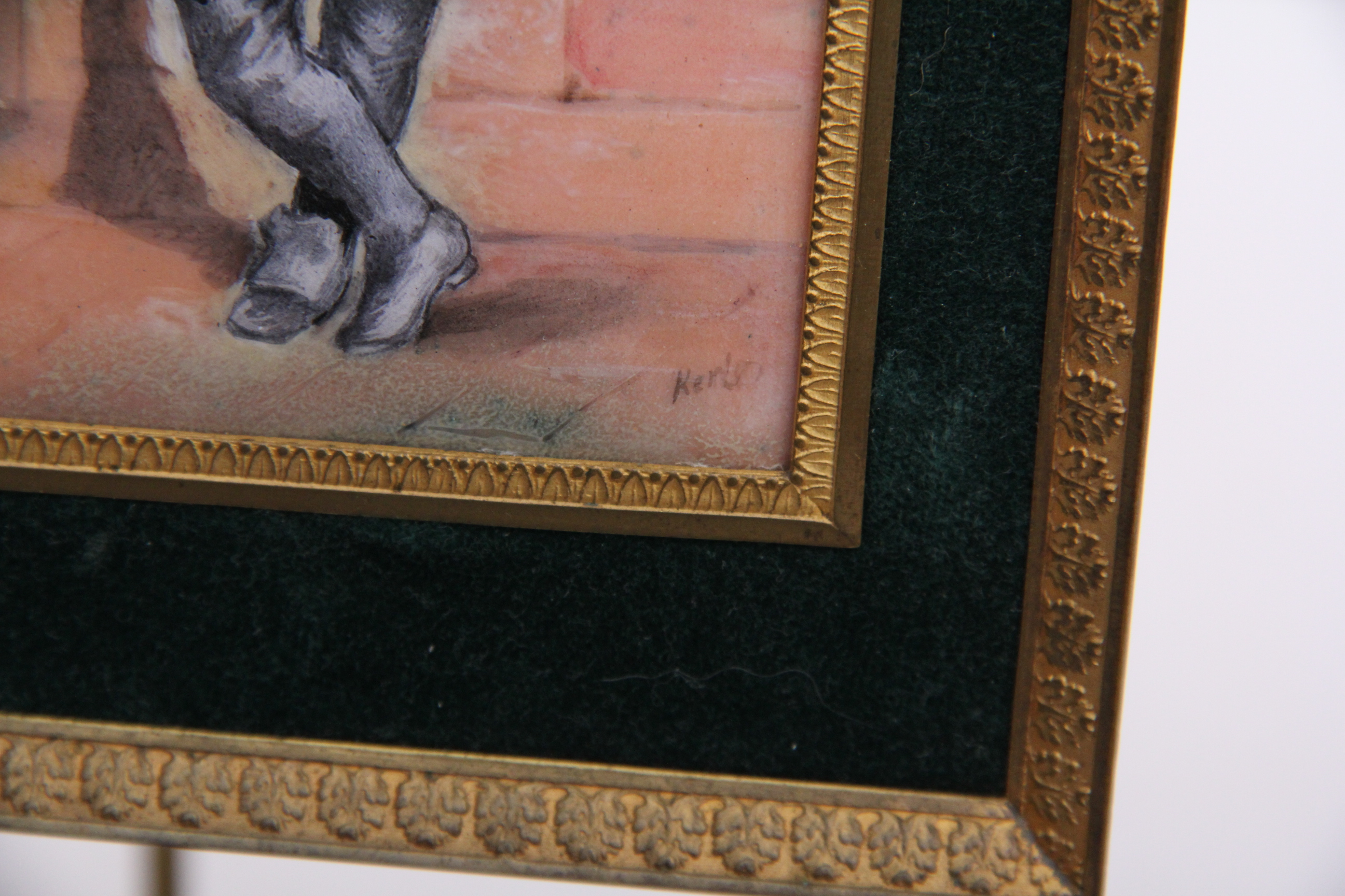 Antique French Porcelain on Copper Portrait