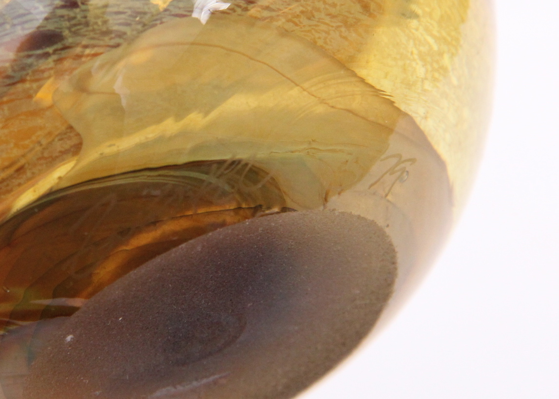 Pair of Hand Blown Art Glass Vase and Paper Weight