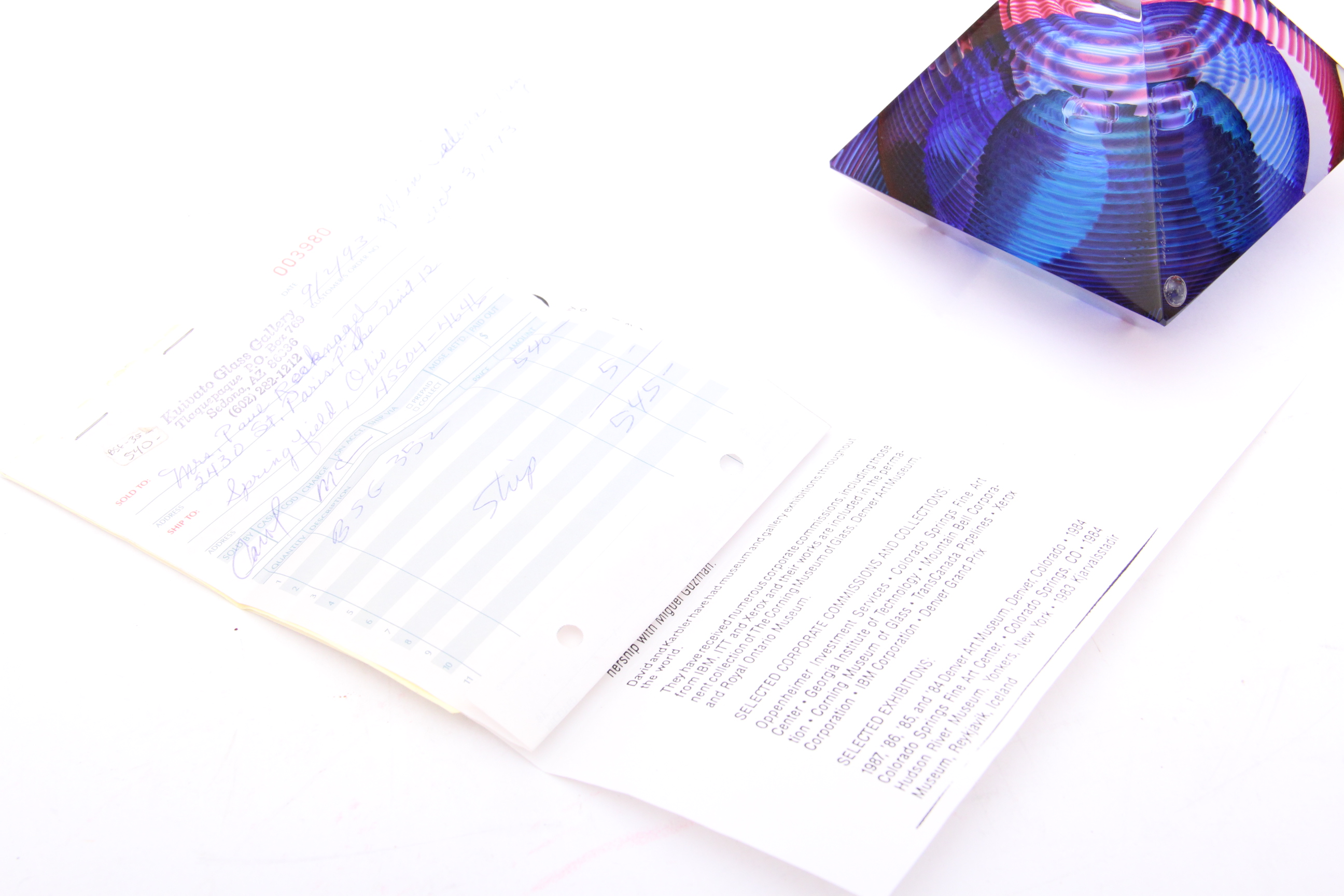 Kit and David Karbler Hand Blown Art Glass Diamond