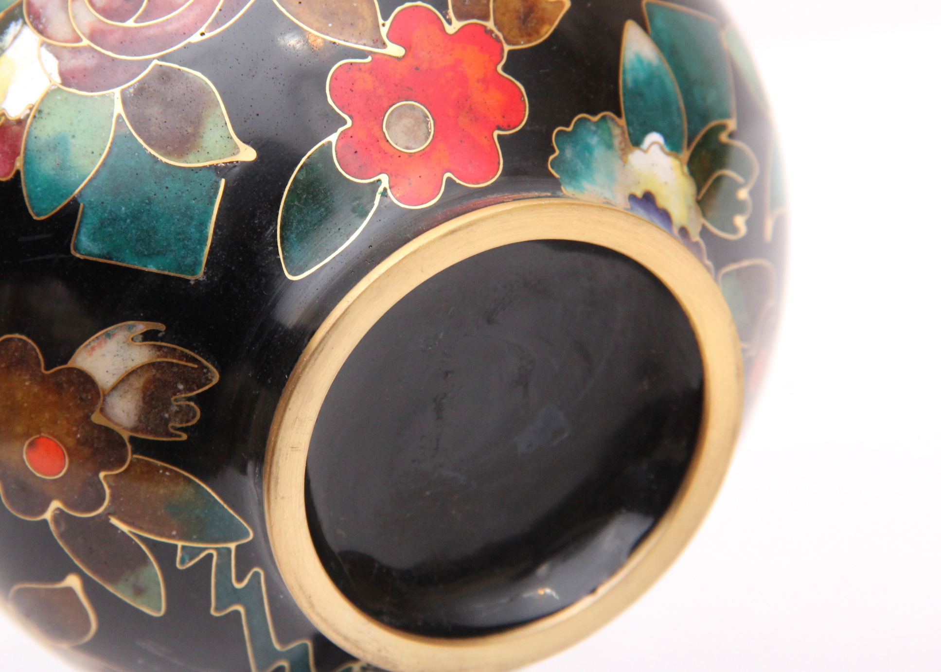 Japanese Cloisonne Bottle Shaped Poppy Vase