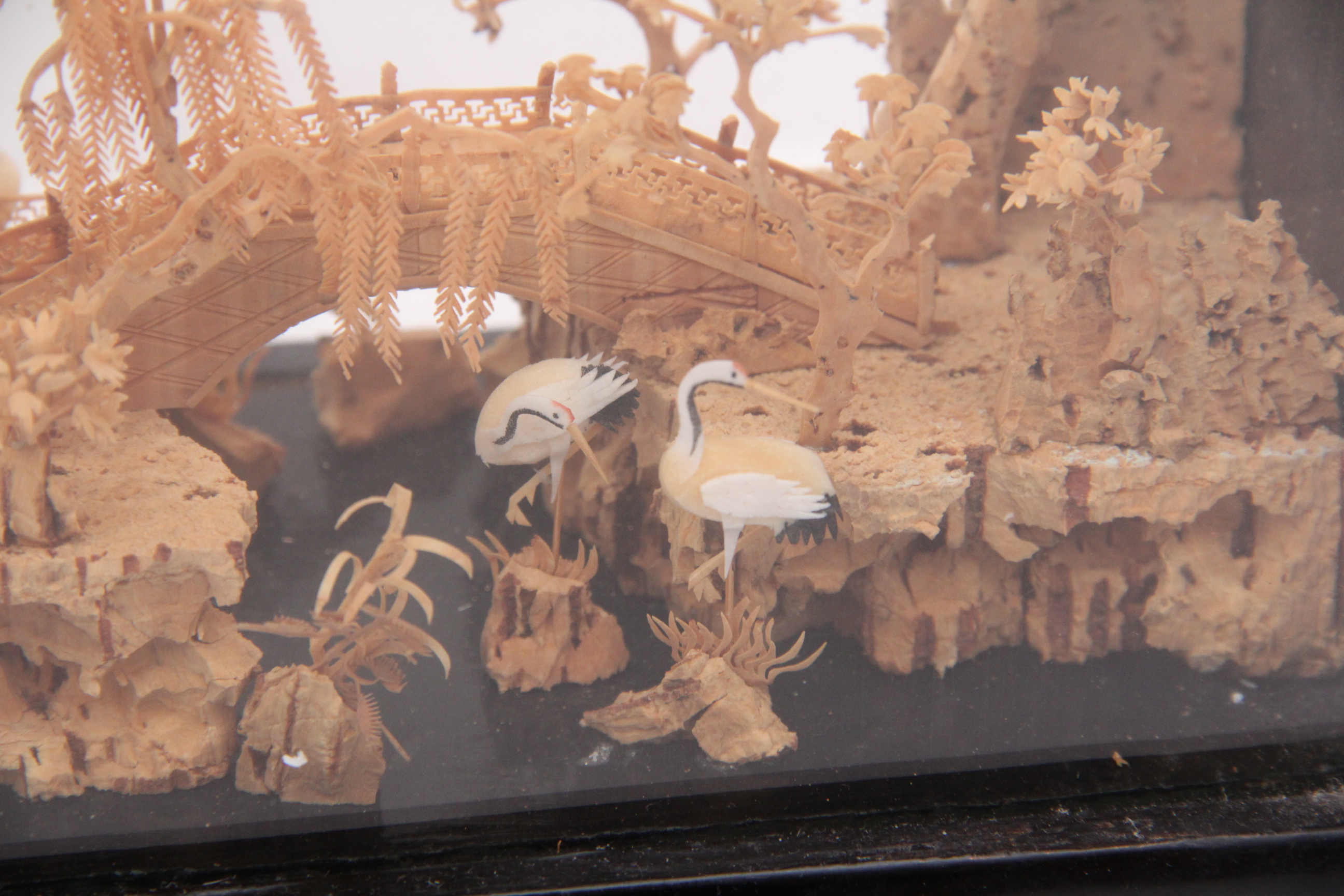 Large Chinese Cork Carving Diorama
